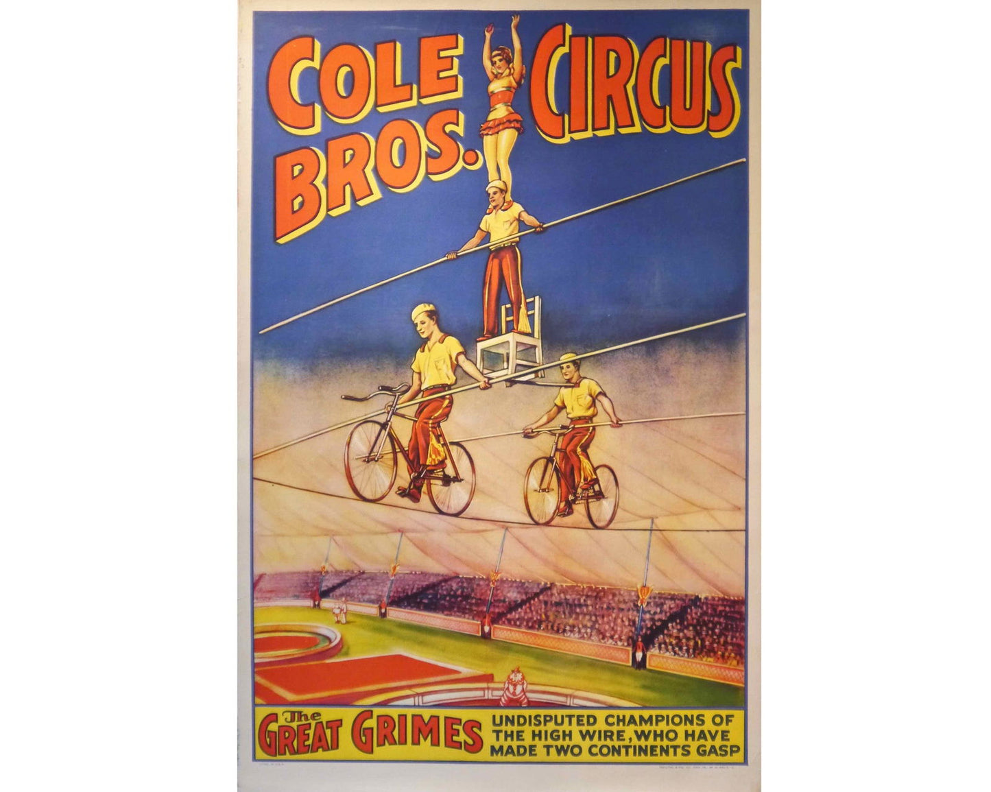 Original Cole Bros Circus Poster, 1930s/40s - Luke Honey | Antiques, Chess, Backgammon & Games