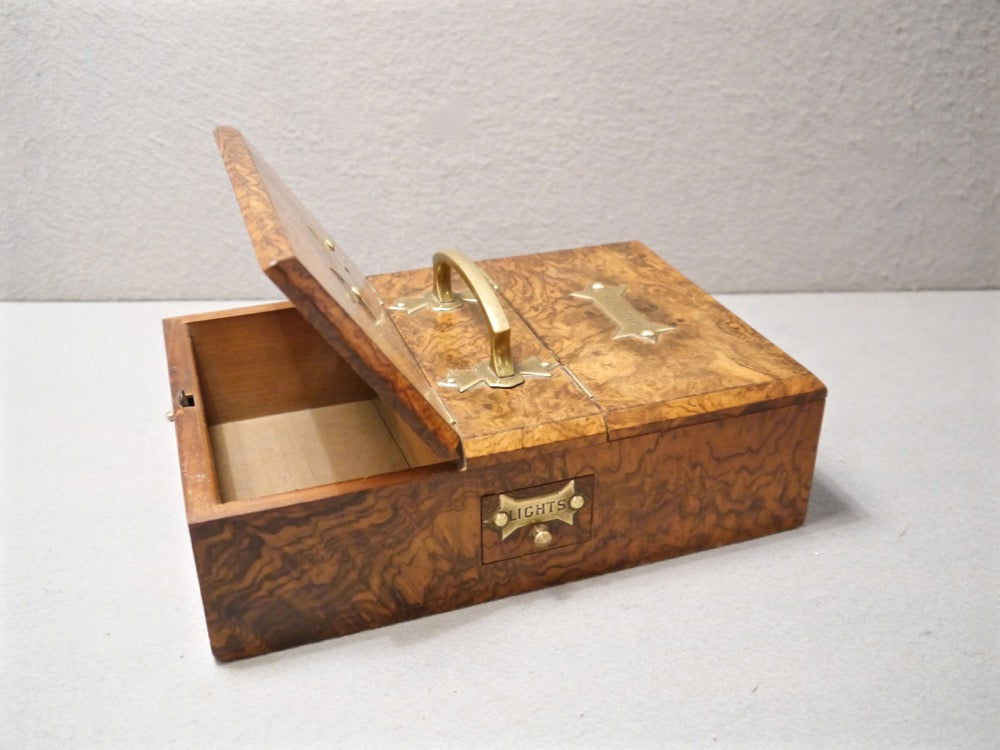 English Burr Walnut Cigar Box, circa 1890 - Luke Honey | Antiques, Chess, Backgammon & Games