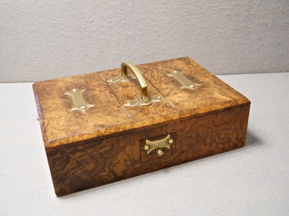 English Burr Walnut Cigar Box, circa 1890 - Luke Honey | Antiques, Chess, Backgammon & Games