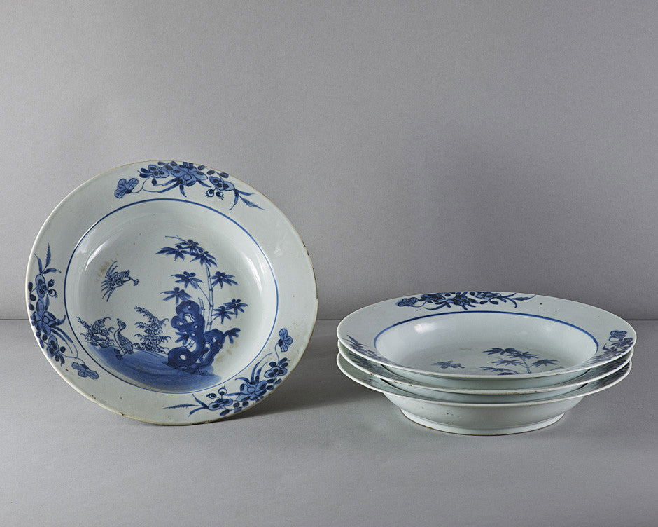 Four Chinese Blue & White Plates, 18th century - Luke Honey | Antiques, Chess, Backgammon & Games